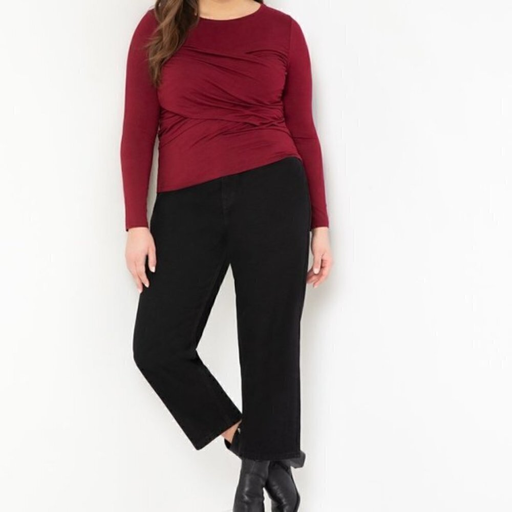 ELOQUII Long Sleeve Cross Over Top NWT